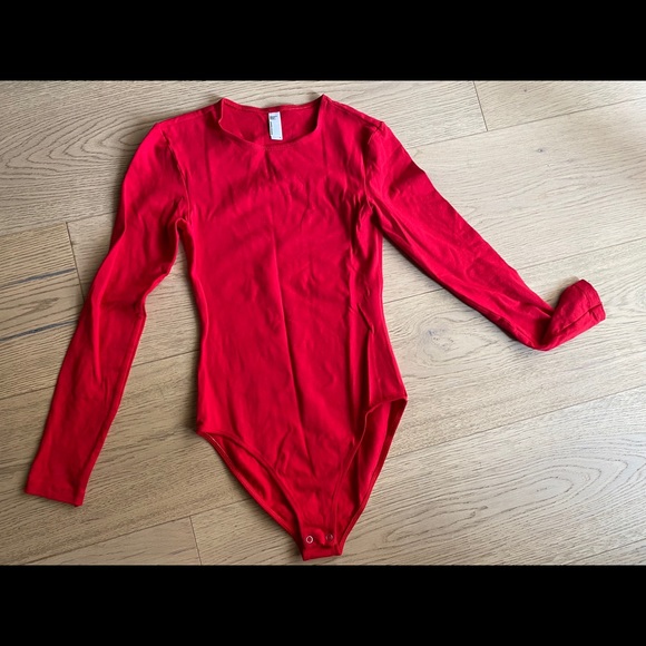 American Apparel Red Cotton Bodysuit Small